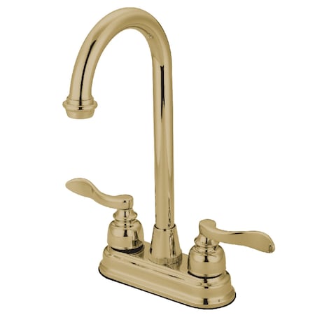Kingston Brass KB8492NFL NuWave French 4" Centerset Bar Faucet, Polished Brass KB8492NFL
